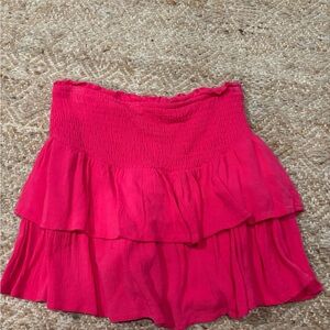 Girls Hot Pink Tiered Smocked Waist Skirt